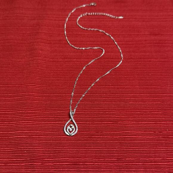 Sterling 925 Mother And Child Crystal Accent Pendant Necklace with extender50 - Picture 2 of 7